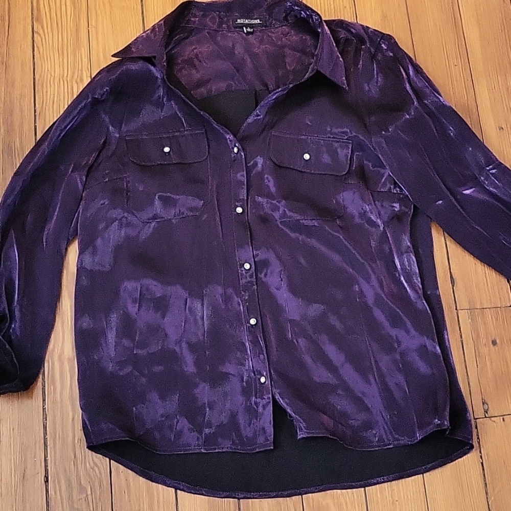 Notations- Mid Sleeve Metallic Purple Shirt